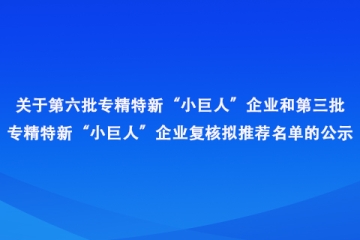 河南?。旱诹鷮＞匦隆靶【奕恕逼髽I(yè)和第三批專精特新“小巨人”企業(yè)復(fù)核擬推薦名單公示