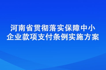 河南省貫徹落實保障中小企業(yè)款項支付條例實施方案