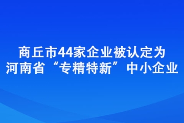 商丘市44家企業(yè)被認定為河南省“專精特新”中小企業(yè)