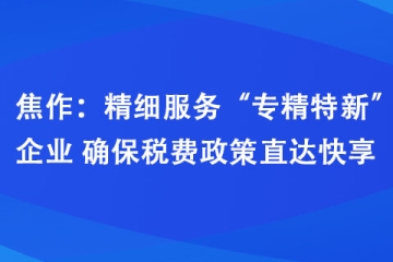 焦作：精細服務“專精特新”企業(yè) 確保稅費政策直達快享