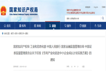 國(guó)知局等5部門：鼓勵(lì)支持以“科技成果+認(rèn)股權(quán)”方式入股企業(yè)，打造一批服務(wù)于資本市場(chǎng)的知識(shí)產(chǎn)權(quán)專業(yè)服務(wù)機(jī)構(gòu)