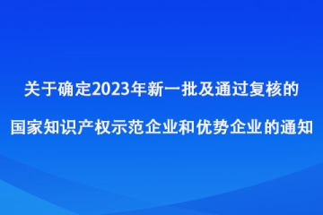 關(guān)于確定2023年新一批及通過復(fù)核的國家知識產(chǎn)權(quán)示范企業(yè)和優(yōu)勢企業(yè)的通知