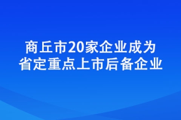商丘市20家企業(yè)成為省定重點(diǎn)上市后備企業(yè)