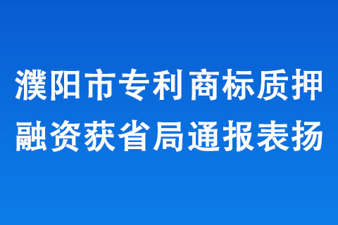 濮陽市專利商標質押融資獲省局通報表揚