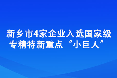 新鄉(xiāng)市4家企業(yè)入選國家級專精特新重點“小巨人”