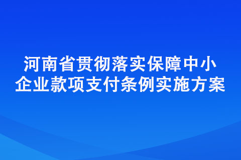 河南省貫徹落實(shí)保障中小企業(yè)款項(xiàng)支付條例實(shí)施方案