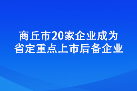 商丘市20家企業(yè)成為省定重點(diǎn)上市后備企業(yè)